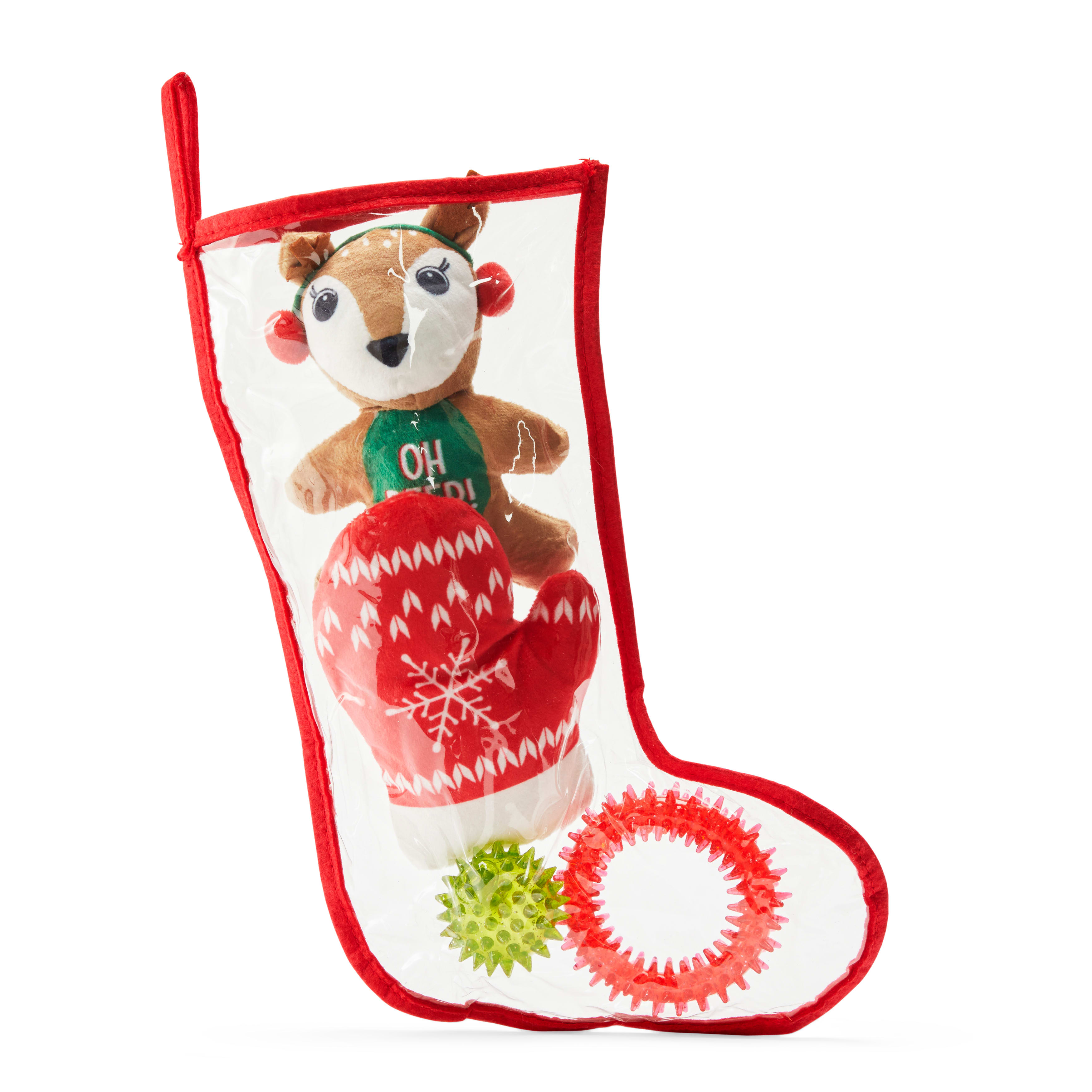 MORE AND MERRIER Prestuffed Stocking Dog Toy， Medium