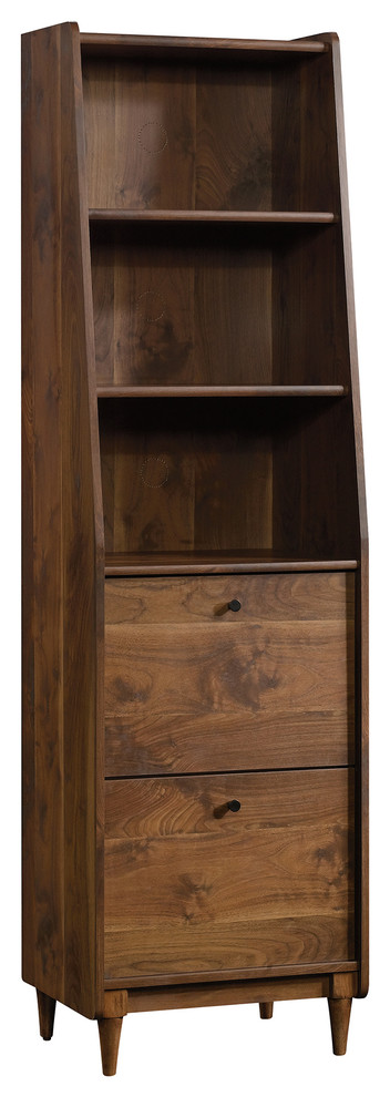 Sauder Harvey Park Engineered Wood 3 Shelf Narrow Bookcase in Grand Walnut   Midcentury   Bookcases   by Buildcom  Houzz