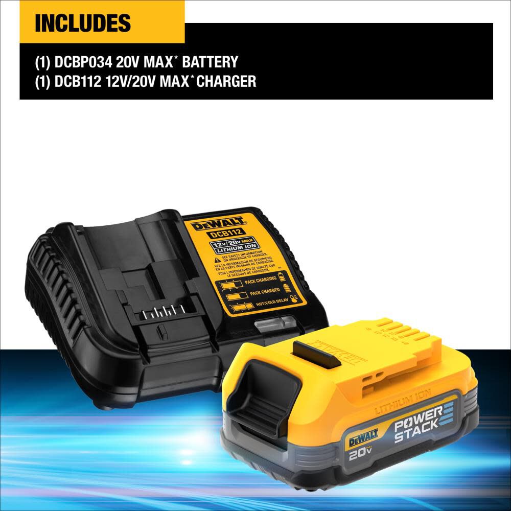 DEWALT POWERSTACK 20V MAX Compact Battery Charger Starter Kit DCBP034C from DEWALT