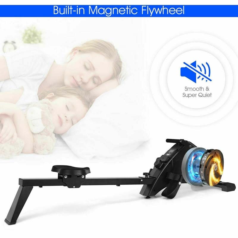 Folding Magnetic Rowing Machine with 10 Level Adjustable Resistance