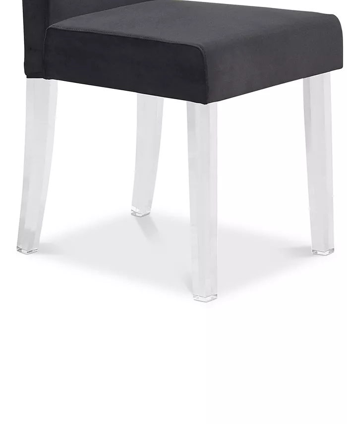 Armen Living Dalia Modern and Contemporary Dining Chair in Black Velvet with Acrylic Legs - Set of 2