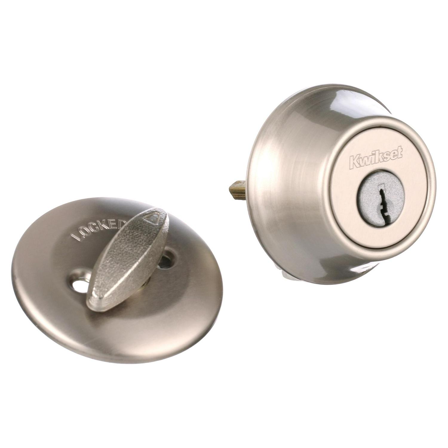 Kwikset 690 Balboa Keyed Door Lever and Sgl Cyl Deadbolt Combo Pack in SN