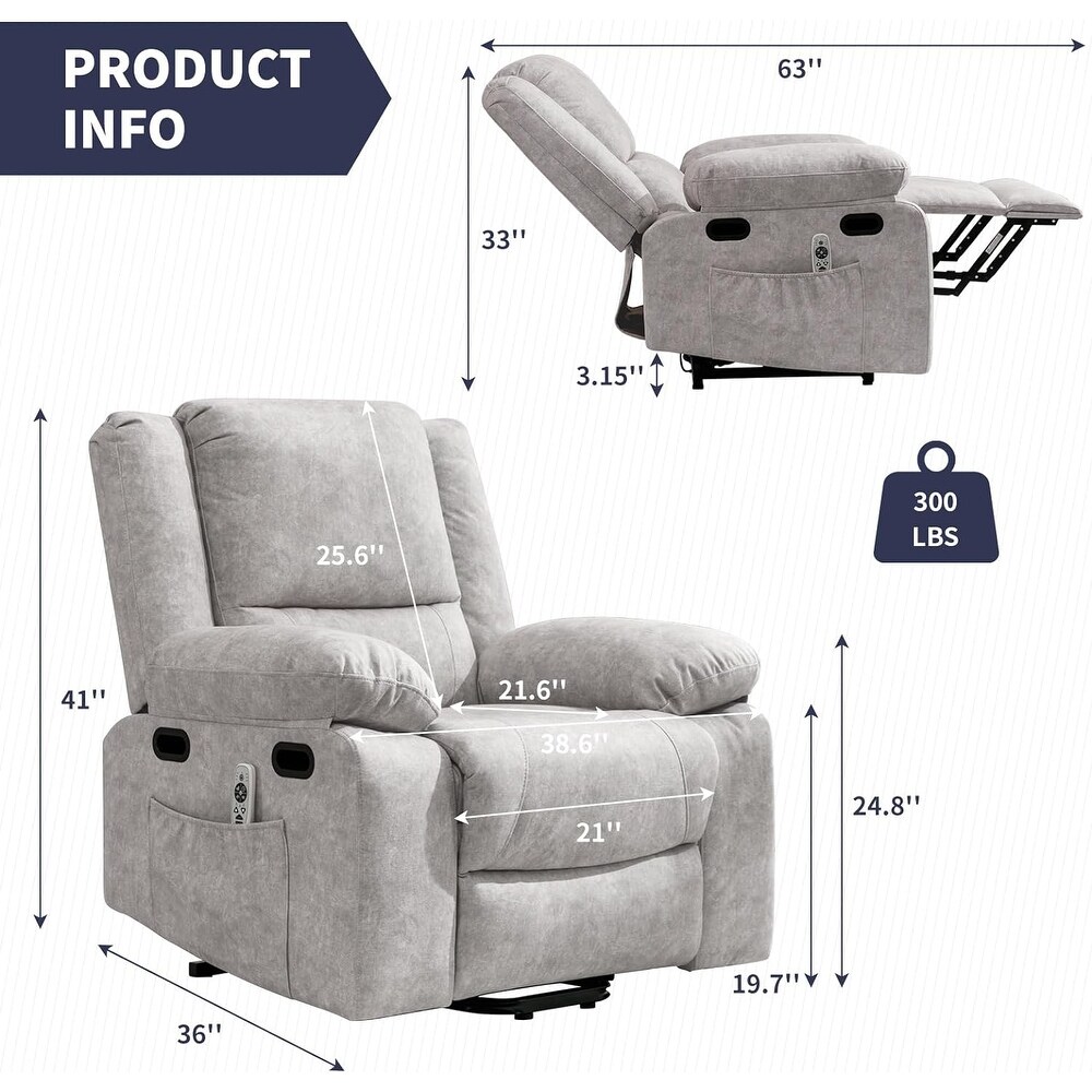 Mixoy Massage Recliner Chair with Heating  Adjustable Functional Chair with USB Port  Foldable Upholstered Sofa