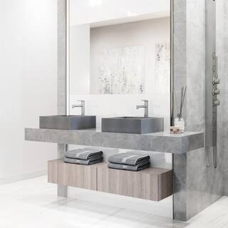 VIGO Alhambra Gothic Gray Concreto Stone 15 in. L x 15 in. W x 5 in. H Square Vessel Bathroom Sink VG04068