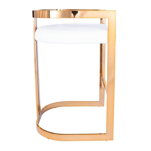 Offex Clarence Modern Gold and White Faux Leather Counter Stool - 19.5