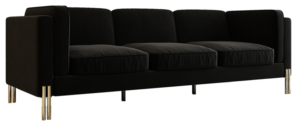 95  x27 x27Velvet Square Arm Sofa with Gold Leg   Transitional   Sofas   by MOD Land Inc  Houzz