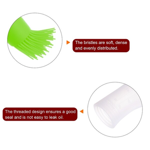 2pcs Silicone Oil Bottle Brush with Cap for Barbecue Cooking Baking， Green