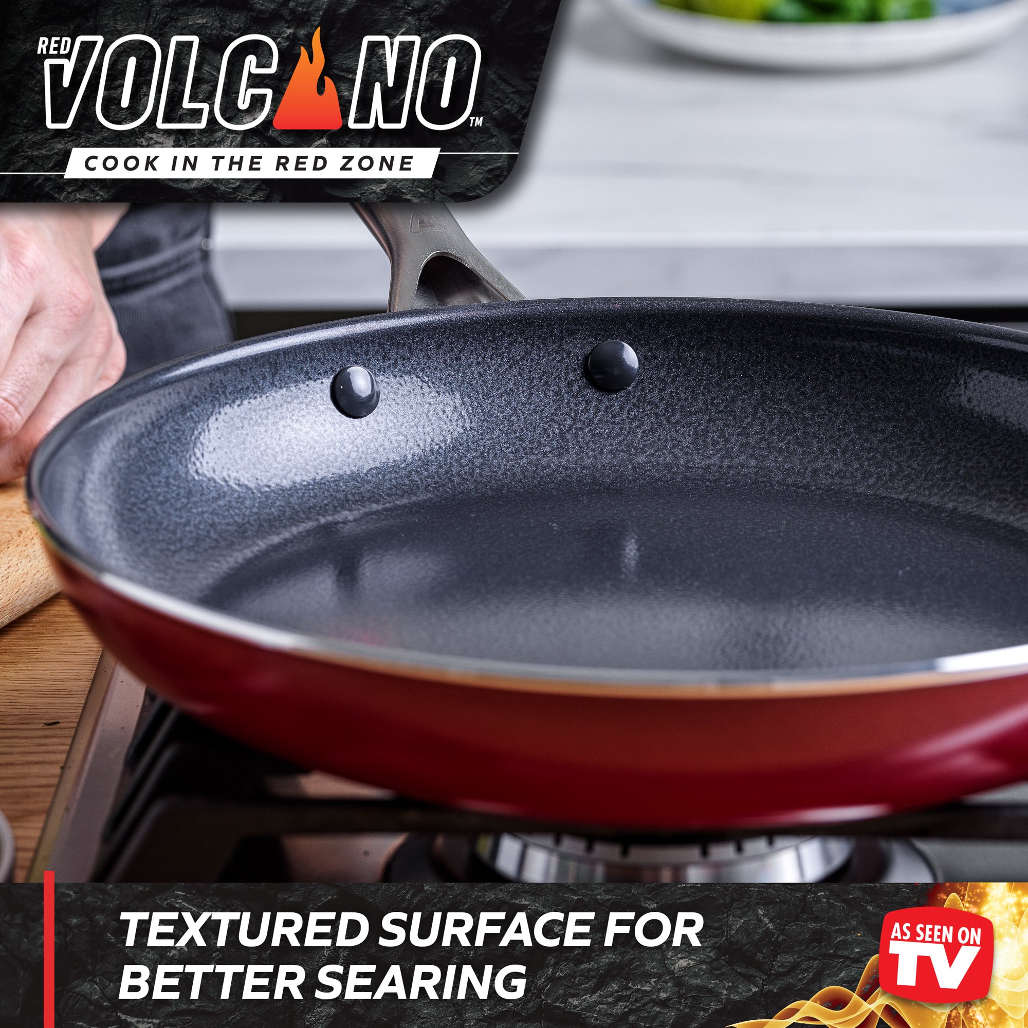 Red Volcano Ceramic Nonstick 12 piece Cookware set