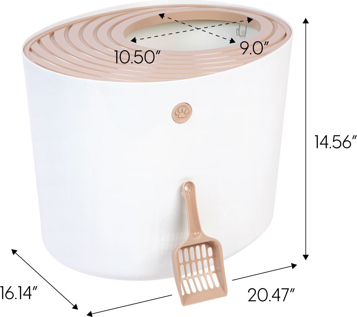 IRIS Round Top Entry Cat Litter Box and Scoop