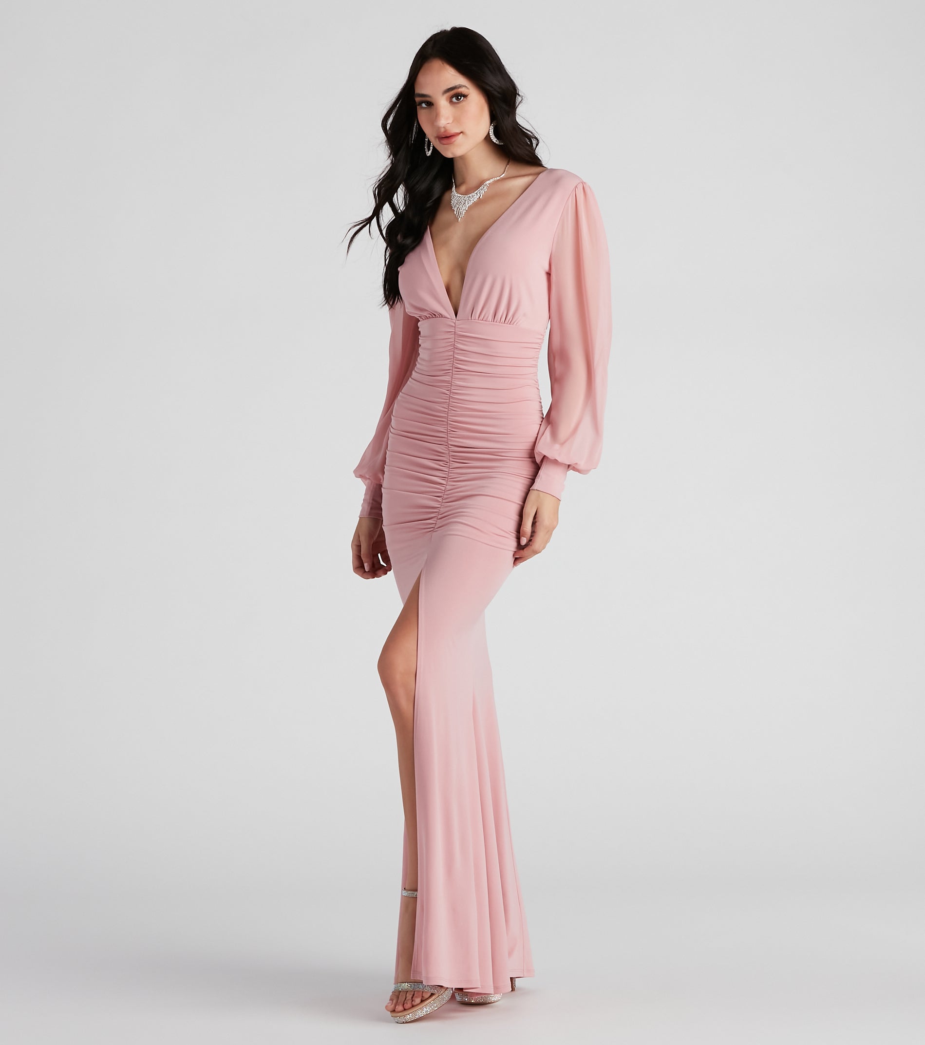 Piper High Slit Ruched Formal Dress