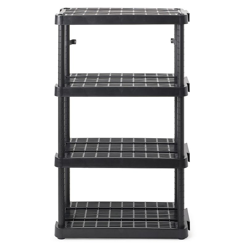 Gracious Living Medium Duty 4 Tier Ventilated Shelving Units， Black (3 Pack)