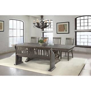 Picket House Furnishings Stanford Dining 6-Piece Set-Table 4 Side Chairs and Pew Bench DST100SB6PC