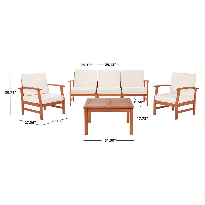 Safavieh Parcer Living Loveseat， Chair and Coffee Table Patio 4-piece Set