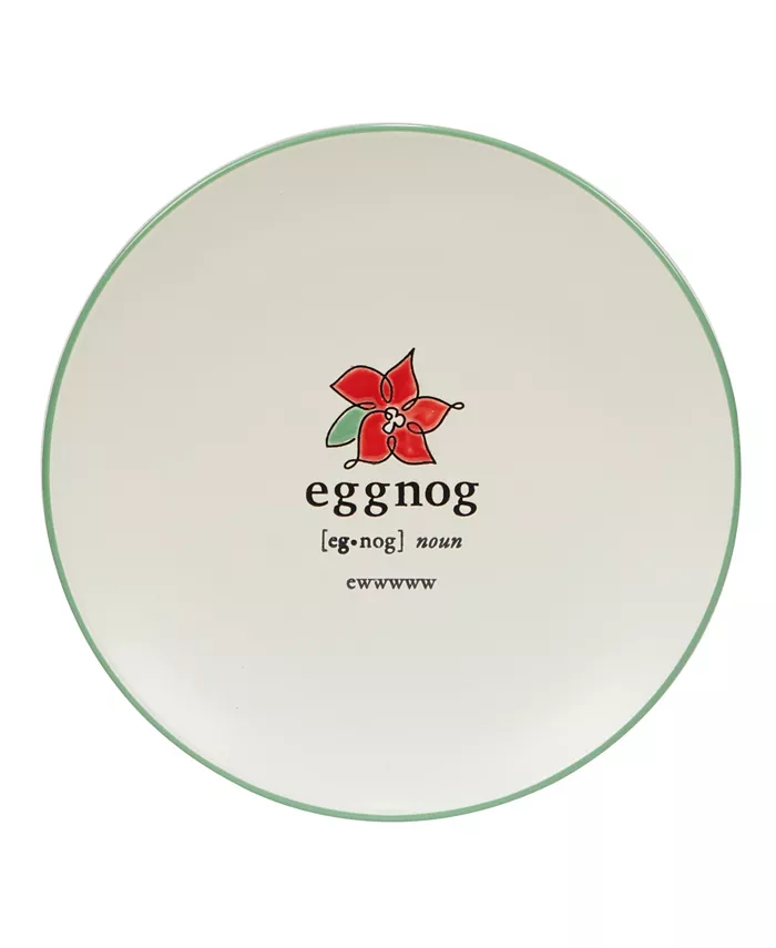 Certified International Christmas Fun Green Sayings 8.5 Dessert Plates Set of 6