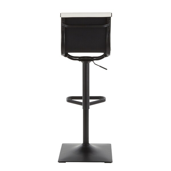 Porch and Den Tower Master Adjustable Bar Stool in Faux Leather and Black Metal