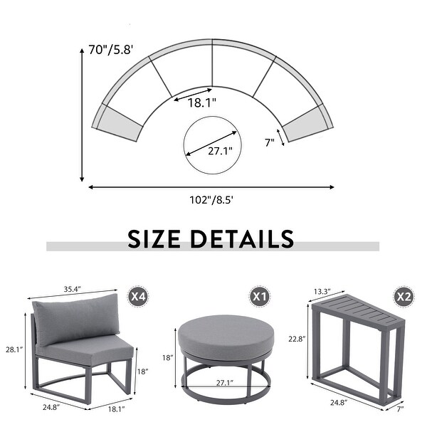 7Piece 4 Person Outdoor Aluminum Deep seating Conversation Set With Waterproof cushions