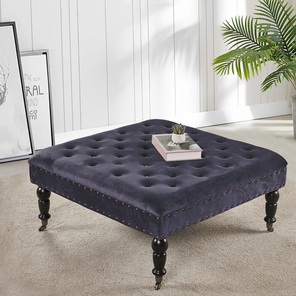 Home Soft Things Supersoft Tufted Coffee Table Ottoman   33\