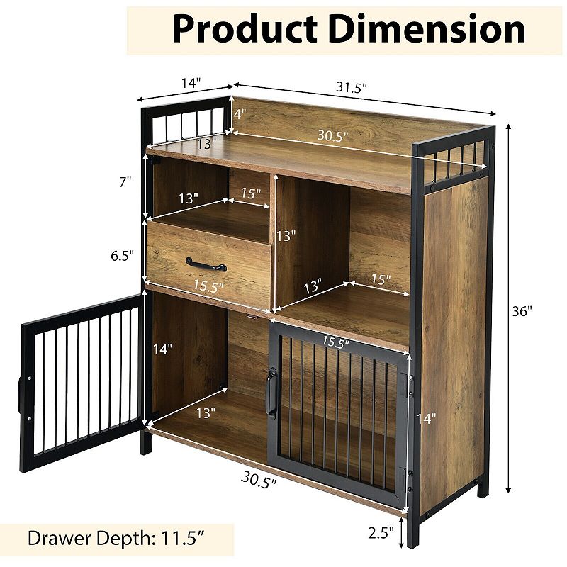 Buffet Cabinet with Drawer and Wood Storage Shelf for Kitchen