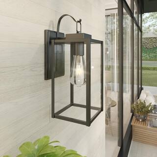 Hukoro Martin 1-Light Matte Black Outdoor Wall Lantern Sconce with Clear Glass FAY-US-OD-142-B-2