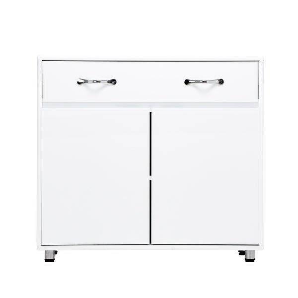 Aoolive Two door Side Table Living Room Storage Cabinet-White