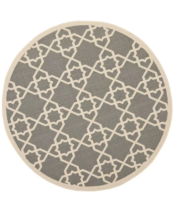 Safavieh Courtyard CY6032 Gray and Beige 6'7 x 6'7 Round Outdoor Area Rug