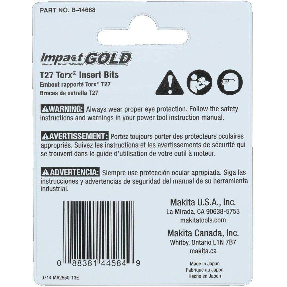 Makita Impact GOLD #27 Steel Torx Insert Bit (2-Piece) B-44688