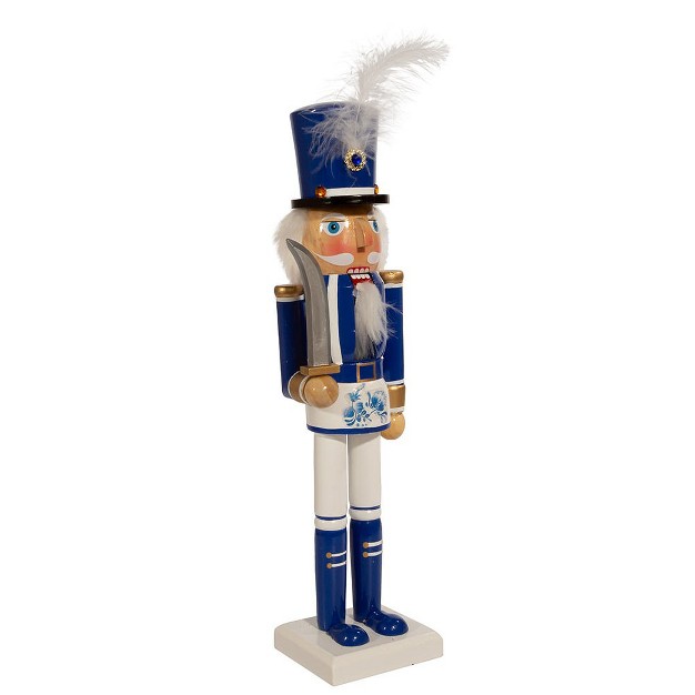 Kurt Adler 15 inch Wooden Delft Blue Nutcracker