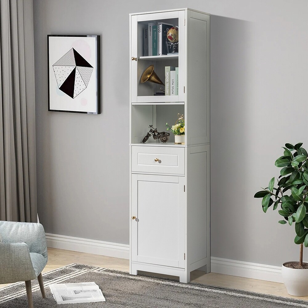 Multifunctional High Storage Cabinet with 2 Doors and 1 Drawer