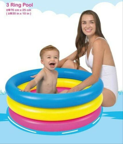 PMU Inflatable Kiddy Pool 3-Ring 30 Inch Triple Ring Children's Summer Swimming Pool for Kids and Toddlers， Great for Backyard， Garden， Outdoor Water Game Play Pkg/1