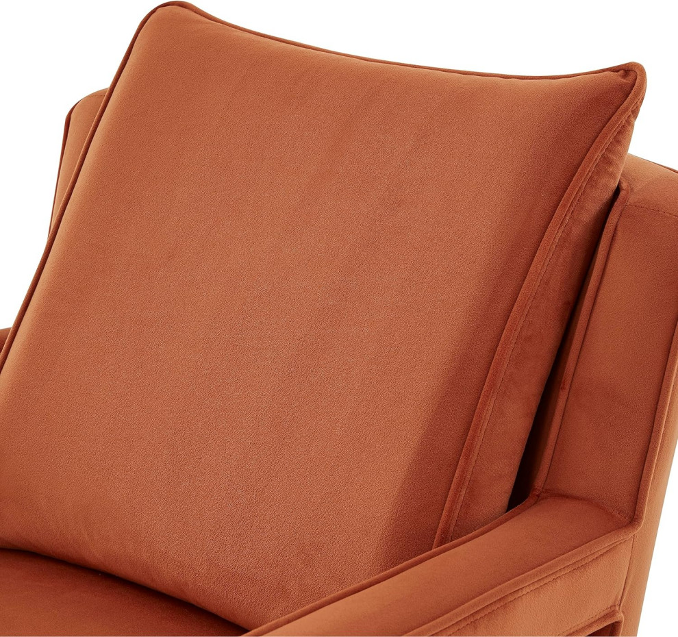 Modern Accent Chair  Cushioned Velvet Seat With Open Armrests  Burnt Orange   Modern   Armchairs And Accent Chairs   by Decor Love  Houzz