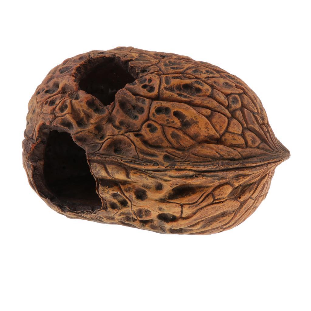 Reptile Walnut Shell Hide Cave， Habitat， Premium and Non - Resin