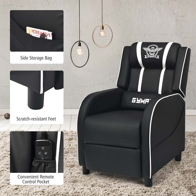 Massage Gaming Recliner Chair with Footrest, Racing Style Gaming Sofa, Lounge Sofa, PU Leather Single Sofa, Home Theater Seat