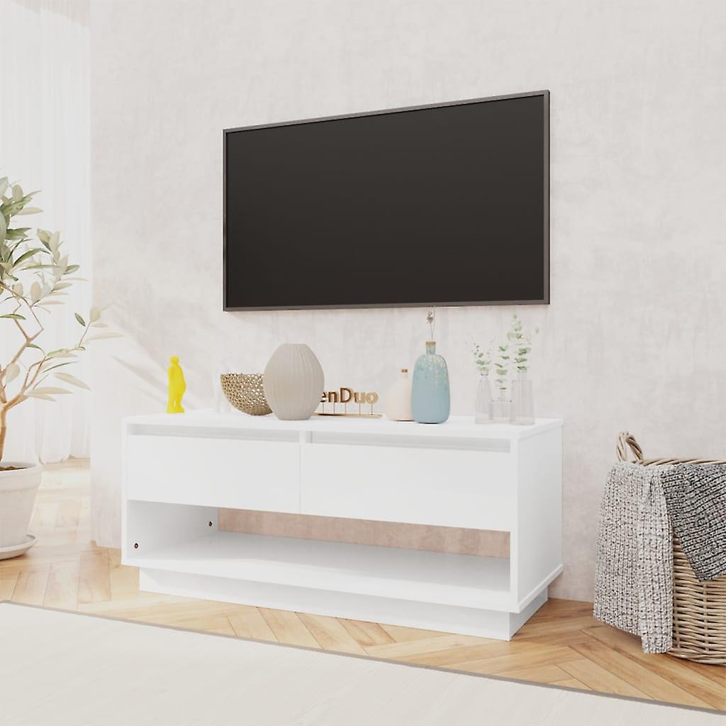 Tv Cabinet High Gloss White 102x41x44 Cm Engineered Wood