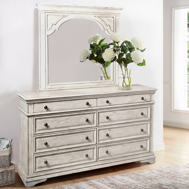 Highland Park Mirror And Dresser Rustic Ivory Steve Silver Co