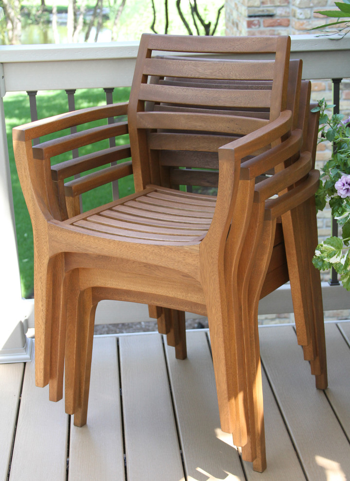 Tulum Eucalyptus Stacking Chairs  Set of 4   Transitional   Outdoor Dining Chairs   by Outdoor Interiors  Houzz