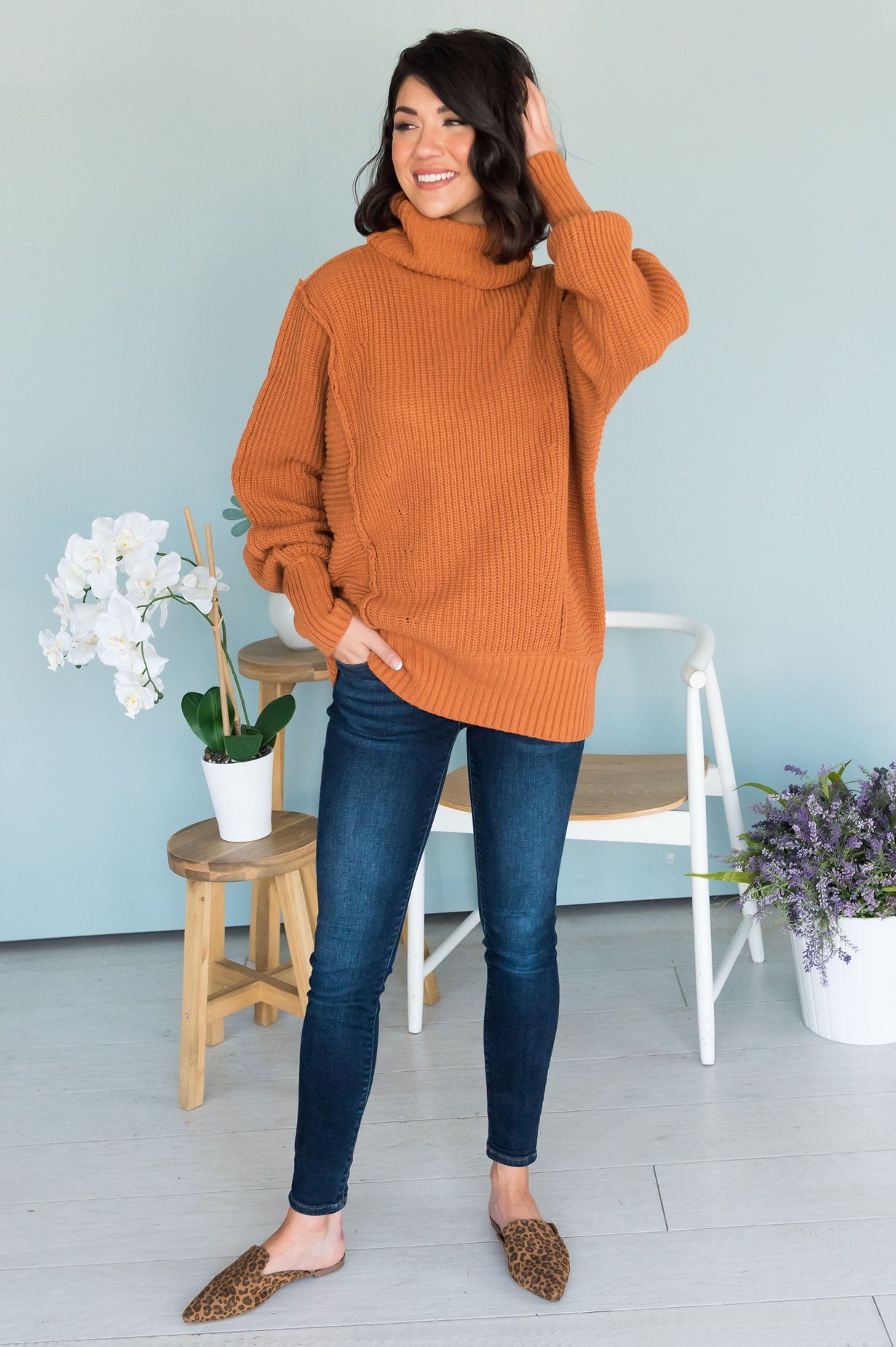 Taste of Fall Chunky Turtleneck modest Sweater