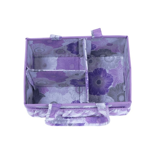 Bacati Watercolor Floral Purple gray Storage Caddy