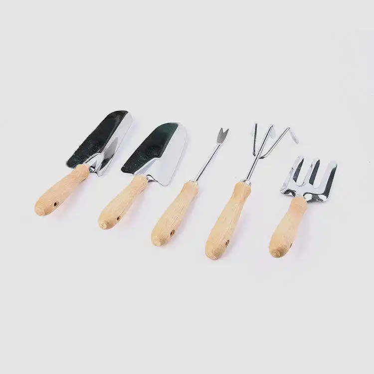 Wholesale china high quality 5pcs garden accessories and tools wooden handle sale