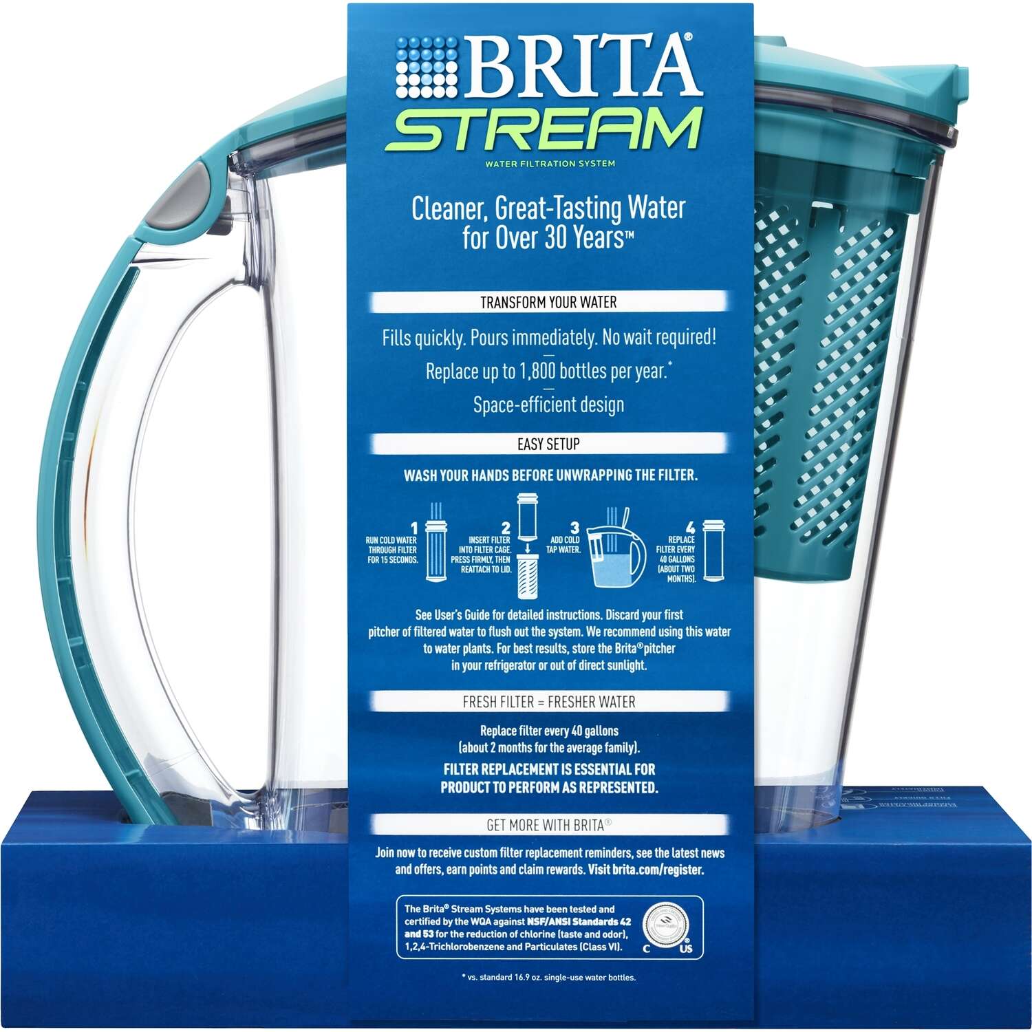 Brita Stream 10 cups Blue Water Pitcher