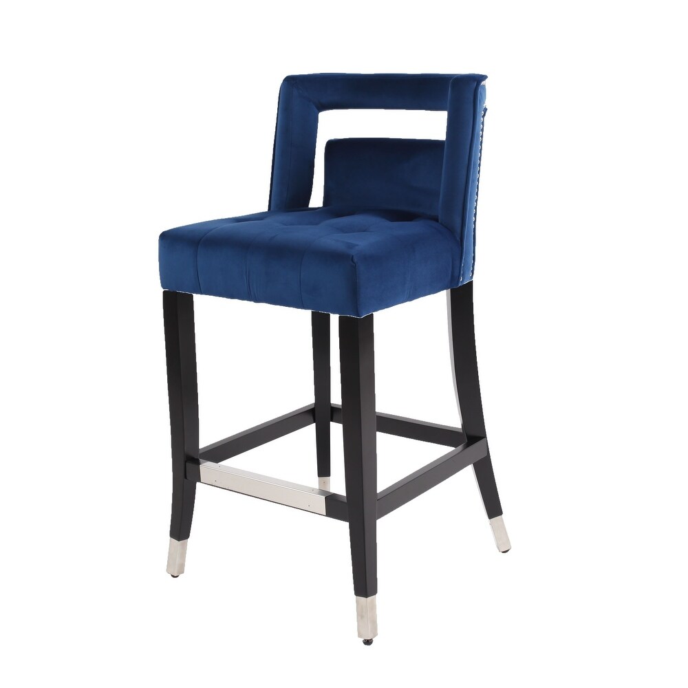 Velvet Barstool with nailheads Living Room Chair 2 pcs Set   26 inch Seater height