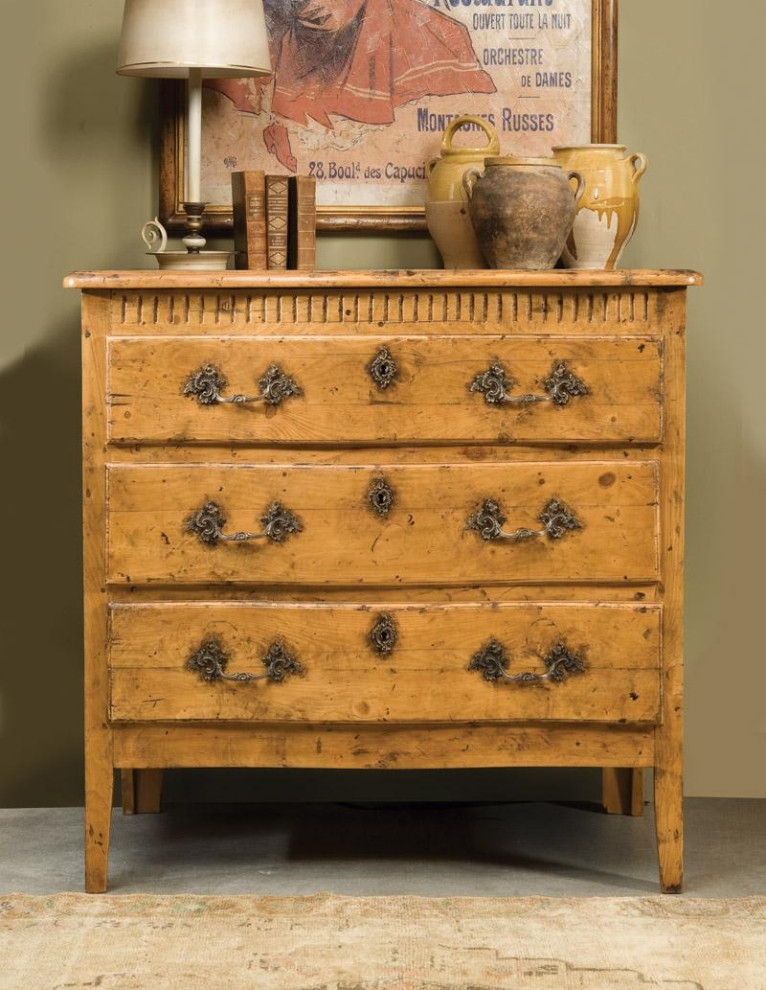 Chest of Drawers Port Eliot French Serpentine Fluted Frieze Pine Wood   Farmhouse   Accent Chests And Cabinets   by EuroLuxHome  Houzz