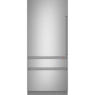 Cafe 36 in. 20.1 cu. ft. Built-In Bottom Freezer Refrigerator in Stainless Steel with Convertible Middle Drawer LH Swing CIC36LP2VS1