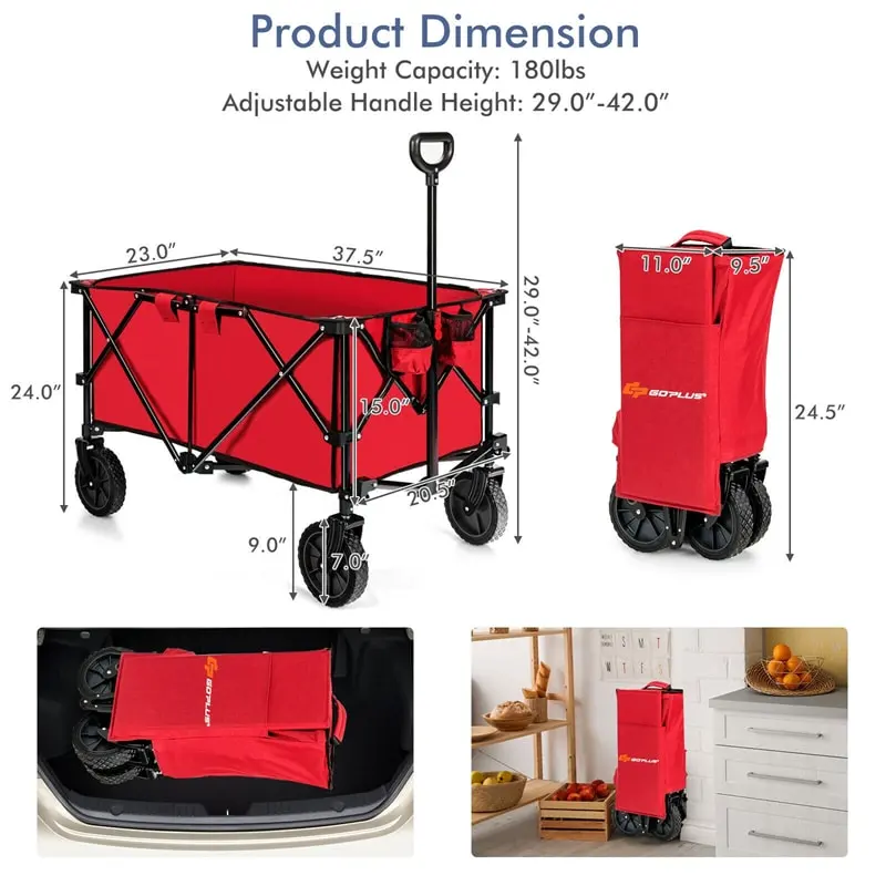 Outdoor Collapsible Utility Garden Wagon Cart Trolley Buggy