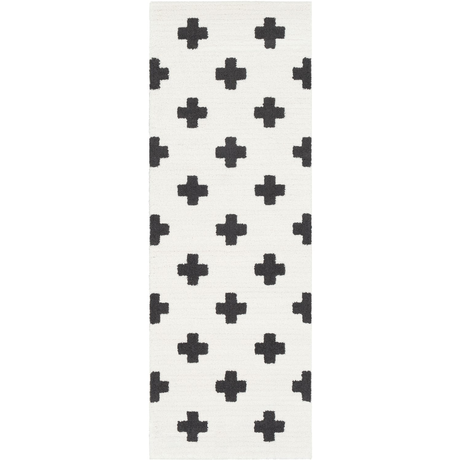 Moroccan Shag Rug in White & Black