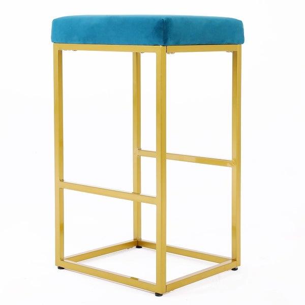 30 Inch Bar Stools Set of 2 for Kitchen Counter Backless Stool Upholstered Barstool Countertop Saddle Chair (Peacock Blue)