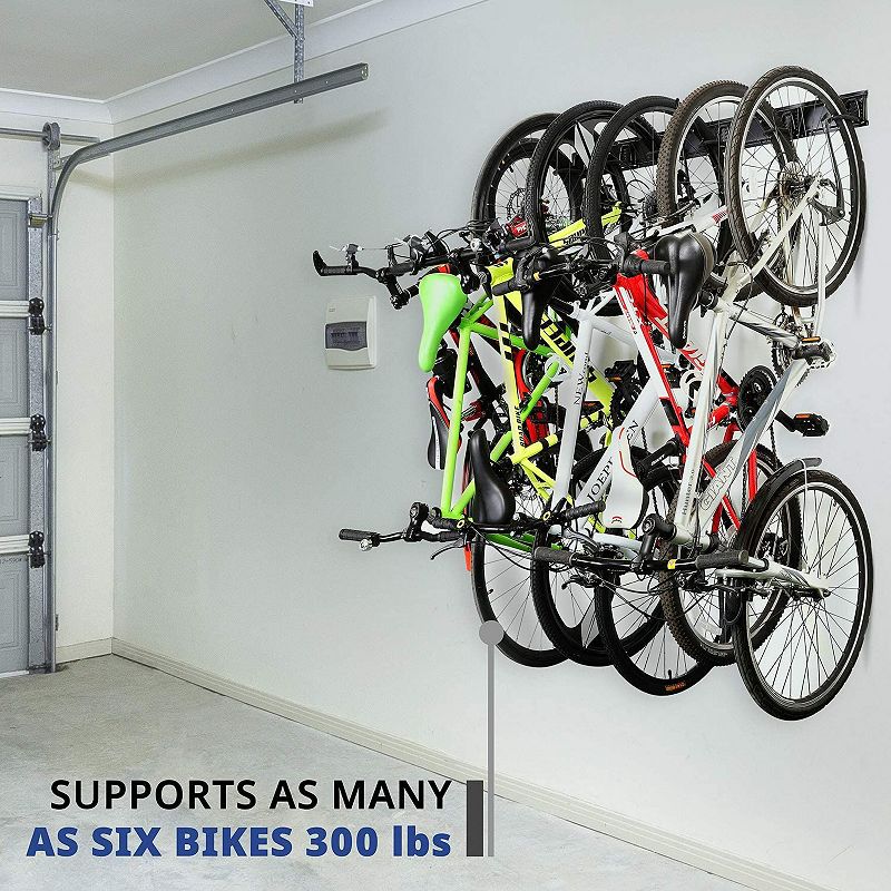 RaxGo Garage Bike Rack Wall Mount Bicycle Storage Hanger with 6 Adjustable Hooks