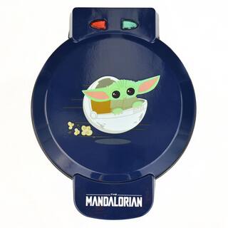 Uncanny Brands Mandalorian 600W Single Waffle Maker Blue Star Wars Belgian Waffle Iron WM-SRW-TC3