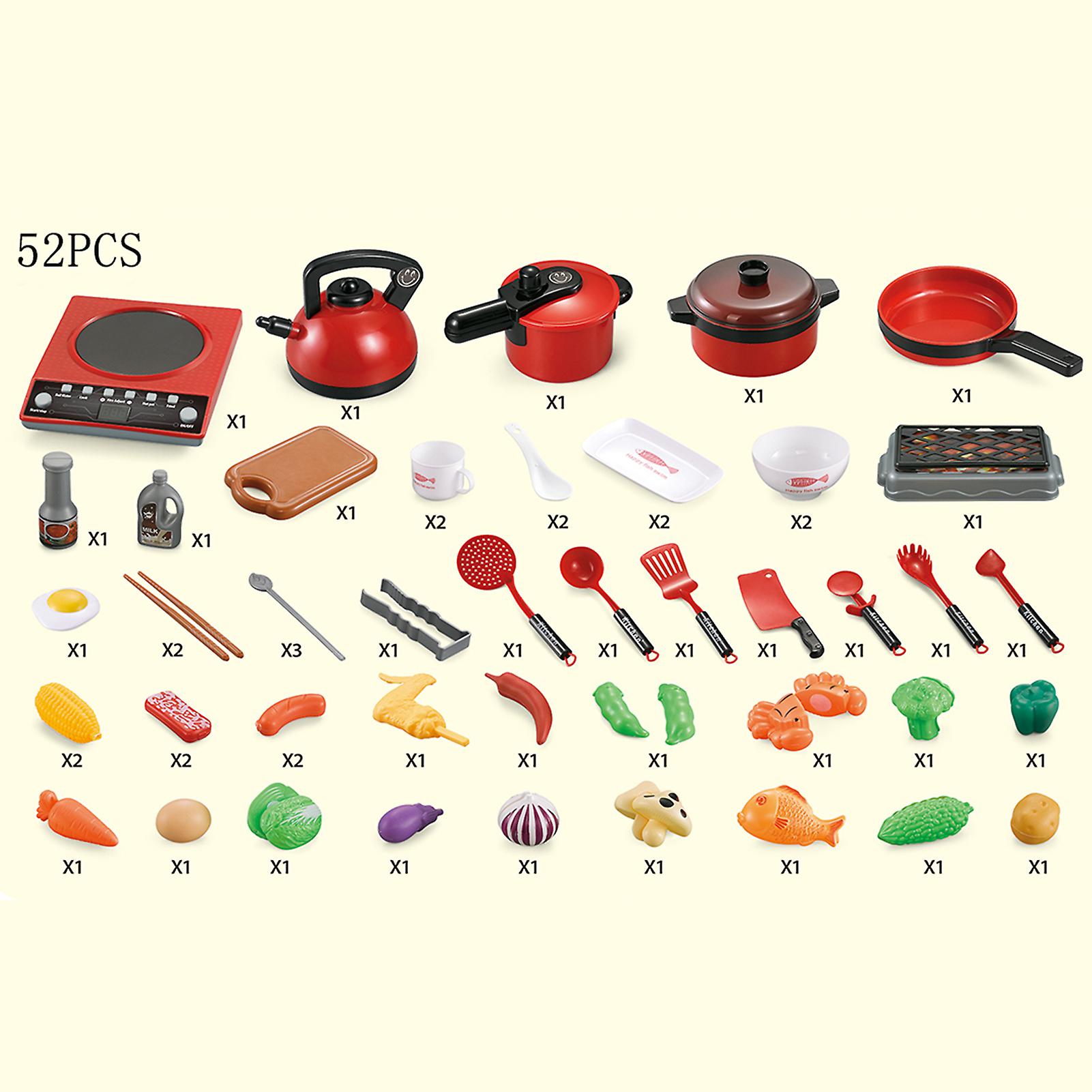 1 Set Kitchen Play Toy(52pcs) Red