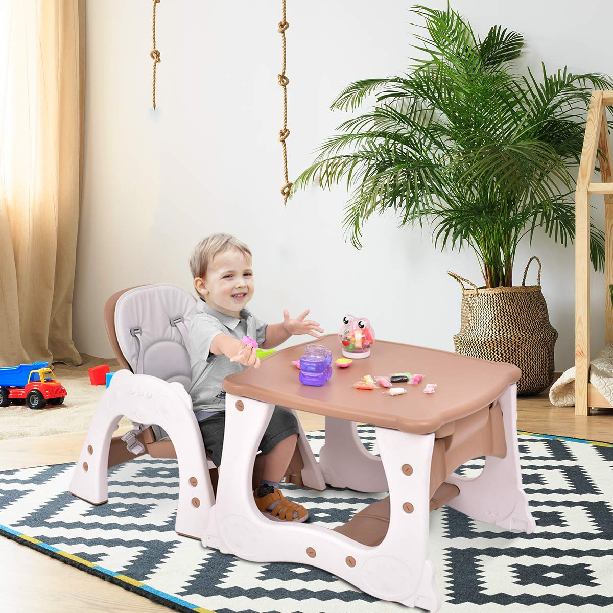 Baby High Chair, 3 in 1 Infant Table and Chair Set