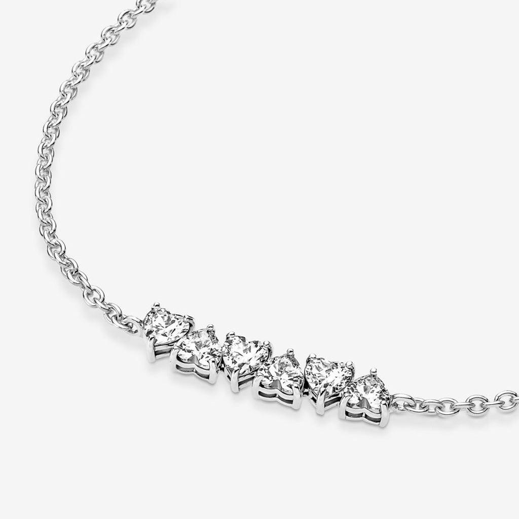 PANDORA  Sparkling Endless Hearts Chain Bracelet